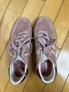 Coolway Women's Dusty Pink Suede Lace-Up Sneakers